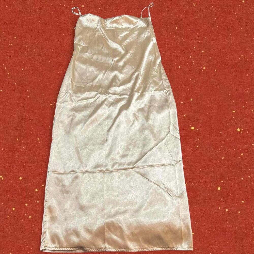 Gold Satin midi dress